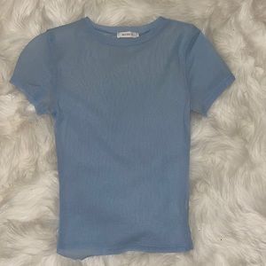 a baby blue mesh short sleeved top 🤍